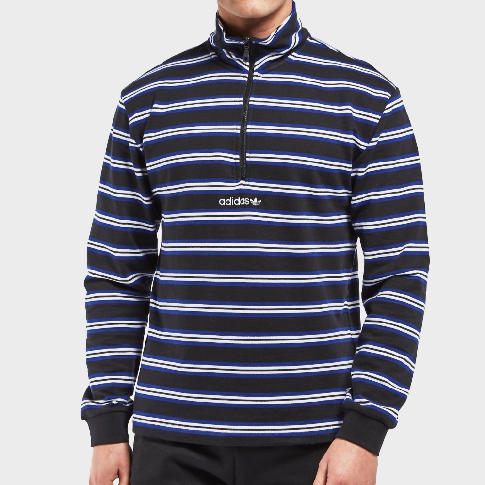 Adidas Half-Zip Striped Pullover Sweater
